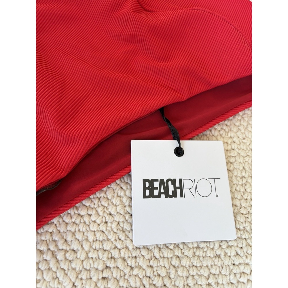 Beach Riot Sophia Ribbed Bikini Set Red High Waisted Knot Front Size M - Picture 6 of 10